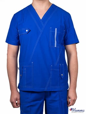 Uniforme Clinico Delantal Hombre Abeto Soft Broches Azul Rey