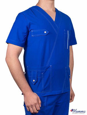 Uniforme Clinico Delantal Hombre Abeto Soft Broches Azul Rey