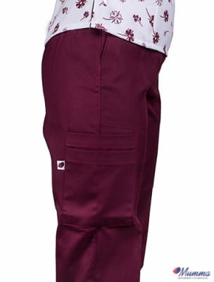 Uniforme Clínico Pantalón Mujer Cargo Burdeo2