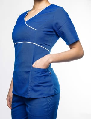 Top Clínico Mujer Petunia Vis Liso Az.Rey Vivo Blanco