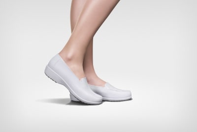 Calzado Zapato Sticky Shoe Social Antideslizante Mujer Blanco