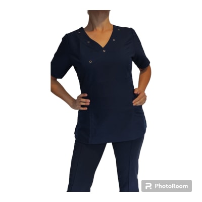 Uniforme Clinico Delantal Lilium Ojetillos Azul Marino Antifluidos