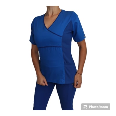 Uniforme Clinico Delantal Petunia Spx Azul Rey Liso