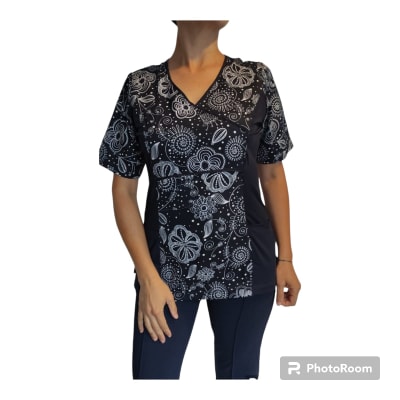 Uniforme Clinico Delantal Petunia Spandex Azul Marino Caracol