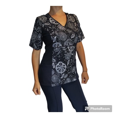 Uniforme Clinico Delantal Petunia Spandex Azul Marino Caracol