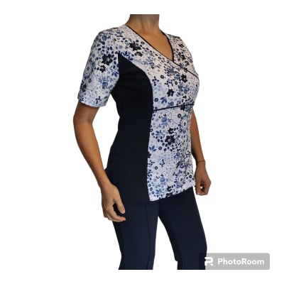 Uniforme Clinico Delantal Petunia Spandex Azul Marino Polen1