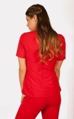 Uniforme Clinico Delantal Lilium Ojetillos Rojo Antifluidos