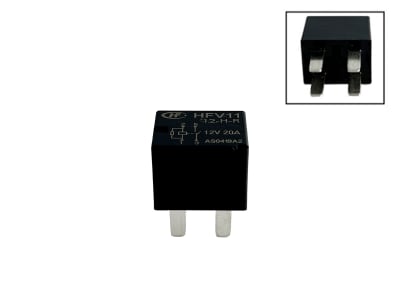 1044 MINIMICRORELAY MODERNO HFV11 DE 20A 12V 4 TERMINALES EN PUNTA FLÖSSER1