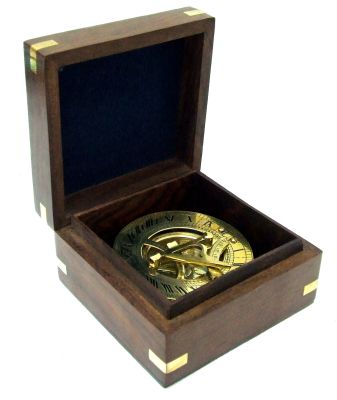Brujula Reloj Solar Caja Madera