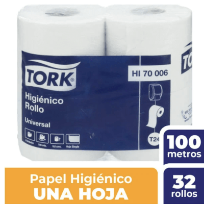 Papel Higiénico 100 metros H/S, 32 rollos Tork