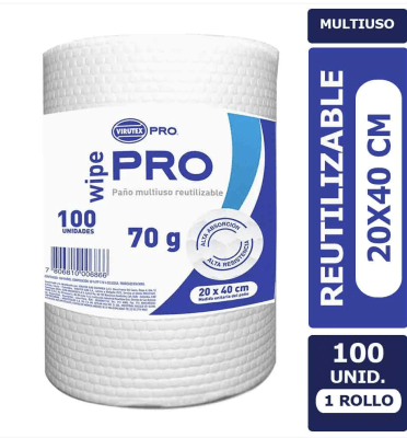 Paño Multiuso 20x40 cm, 100 paños reutilizable