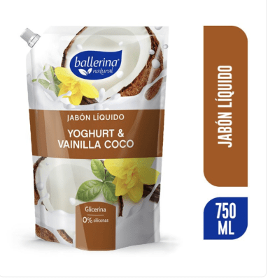 (A) Jabón Líquido Vainilla Coco Yoghurt 750ml Ballerina