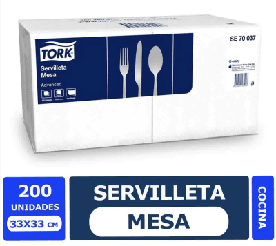Servilleta Mesa Tork 33x33 cm. 200 Unidades