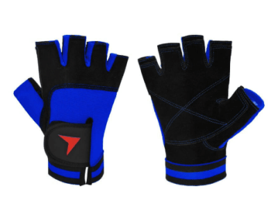 GUANTE FITNESS CUERO SPANDEX NEGRO AZUL