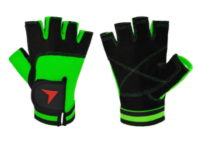GUANTE FITNESS CUERO SPANDEX NEGRO VERDE