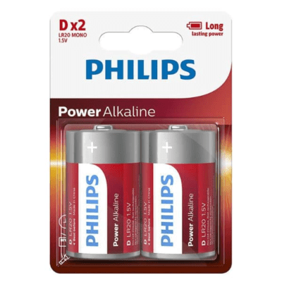 Pila Alcalina Philips 1.5V Blister 2un. D