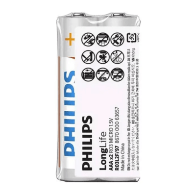 Pila Cloruro de Zinc Philips  1.5V 2un. AAA 09209