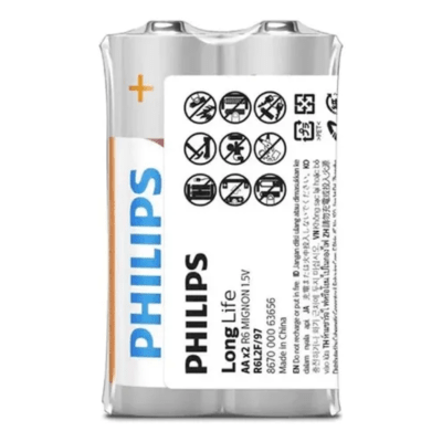 Pila Cloruro de Zinc Philips 1.5V 2un. AA 09210