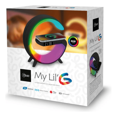 Mlab Parlante My Lil G 5 En 1 RGB/Qi/Reloj/Alarma Negro