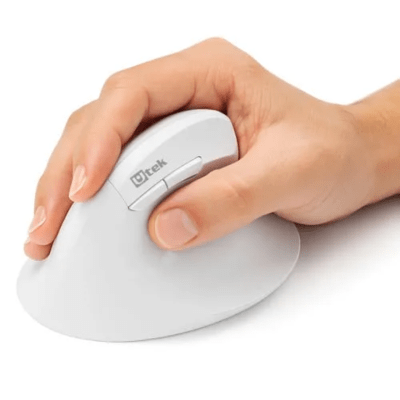 Mouse Inalámbrico/Bluetooth Utek Vertical Recargable Silencioso Blanco UT-MOER300R