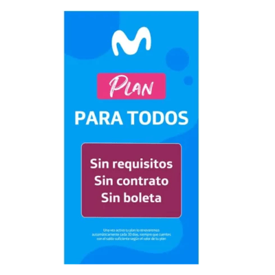 Chip Prepago Movistar Plan Para Todos 40GB + 500 min  300602