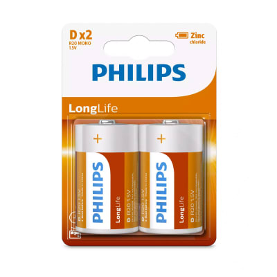 Pilas Philips Cloruro De Zinc D Blister 2pcs