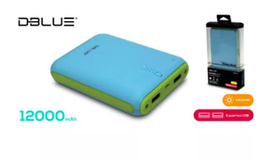 Power Bank DBLUE 12.000mAh 2 USB + Linterna DBPRO32 Power Bank DBLUE 12.000mAh 2 USB + Linterna DBPRO32