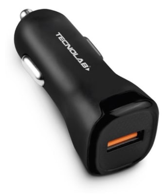 Cargador Tecnolab TL049BK 12V 1USB QC 3.0 Cargador Tecnolab TL049BK 12V 1USB QC 3.0