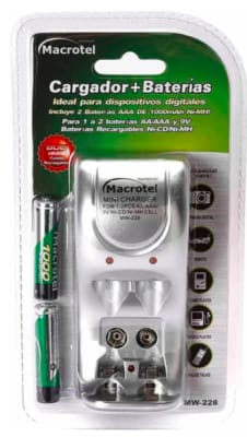 Cargador Macrotel AA/AAA/9V + 2 AAA1.000mAh Cargador Macrotel AA/AAA/9V + 2 AAA1.000mAh