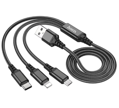 Cable 3 en1 microUSB/Type-C/Light-ning Hoco X76 1m