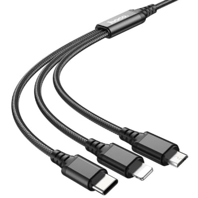 Cable 3 en1 microUSB/Type-C/Light-ning Hoco X76 1m