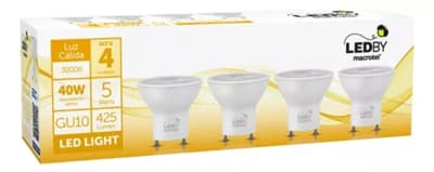 Ampolleta LEDBY Macrotel GU10 Kit 4un. 5W Luz Cálida