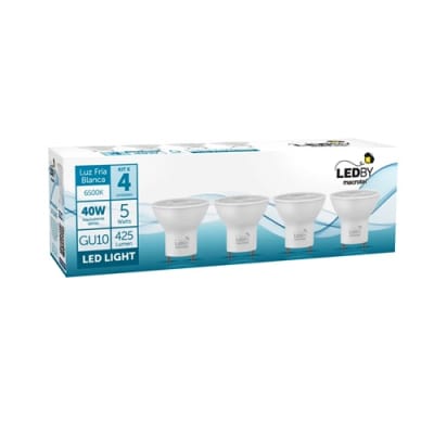 Ampolleta LEDBY Macrotel GU10 Kit 4un. 5W Luz Fría