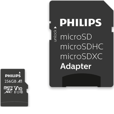 MicroSD Philips 256GB UHS-I Alta Velocidad Con Adaptador