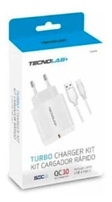 Cargador Tecnolab QC3.0 con Cable microUSB 1.0m Certificado TL045