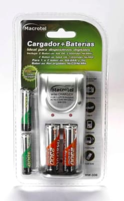 Cargador Macrotel AA/AAA/9V + 2AAA 1.000mAh/2AA 2.300mAh Cargador Macrotel AA/AAA/9V + 2AAA 1.000mAh/2AA 2.300mAh