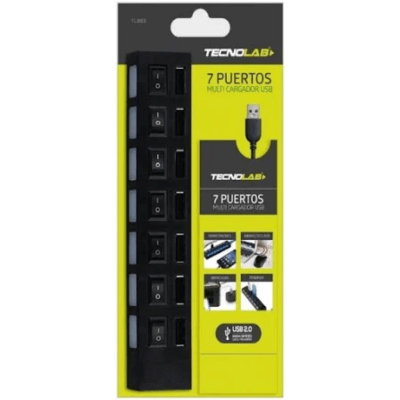 HUB USB TecnoLab 7 Puertos USB 2.0 con Interruptor