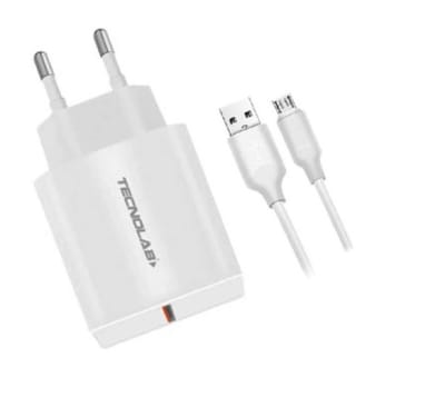 Cargador Tecnolab QC3.0 con Cable microUSB 1.0m Certificado TL045
