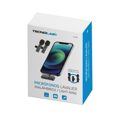 Micrófono Lavalier TecnoLab Set 2un. Inalámbrico Lightning
