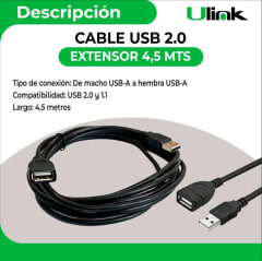 Cable USB 2.0 Extensión Ulink 4.5m
