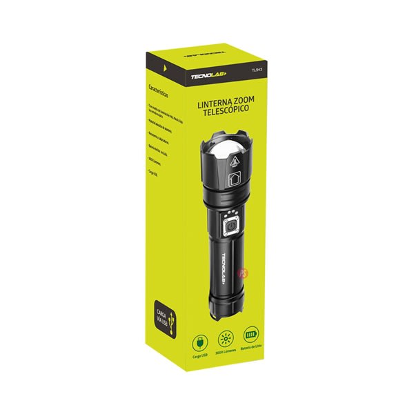Linterna TecnoLab LED Zoom Telescópico TL5433