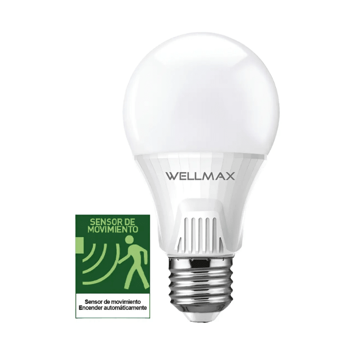 Ampolleta LED WellMax E27 9w Luz Fría Sensor Movimiento/Fotocelda1