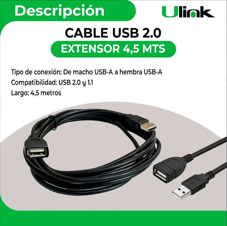 Cable USB 2.0 Extensión Ulink 4.5m1