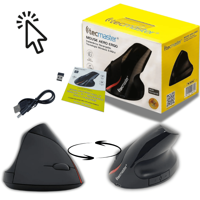 Mouse Inalámbrico/Bluetooth Tecmaster Aero Ergo Recargable Tipo C3