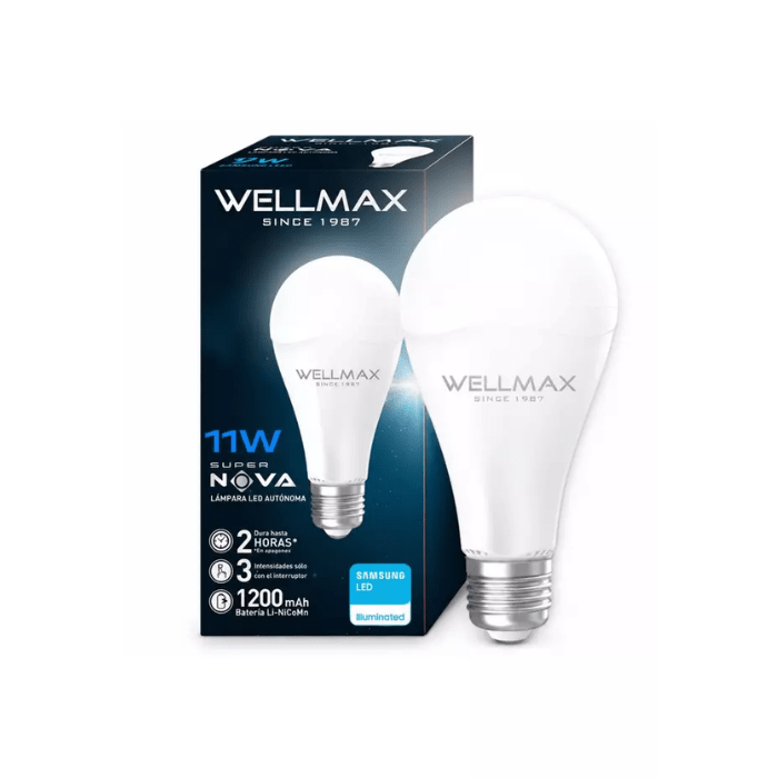 Ampolleta LED WellMax E27 Emergencia SuperNova 11W Luz Fría4