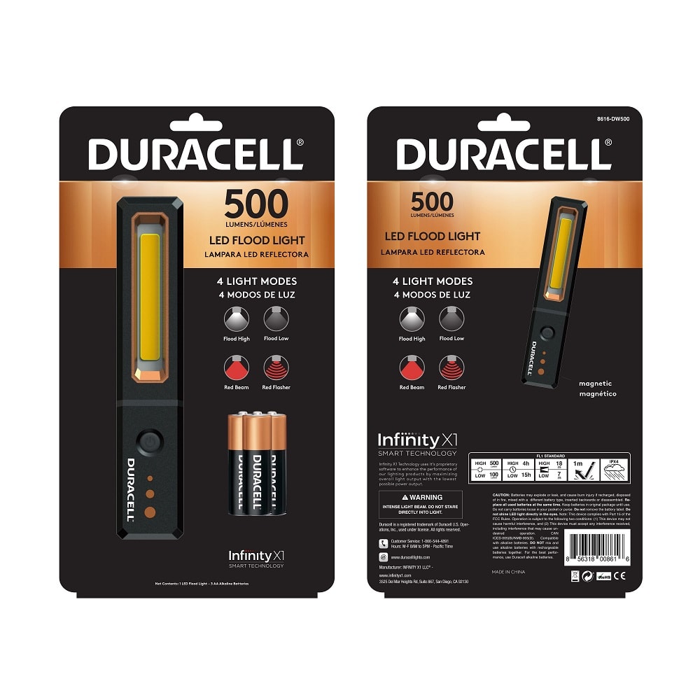 Linterna Duracell Work 500 Lúmenes + 3 AA Alcalinas1