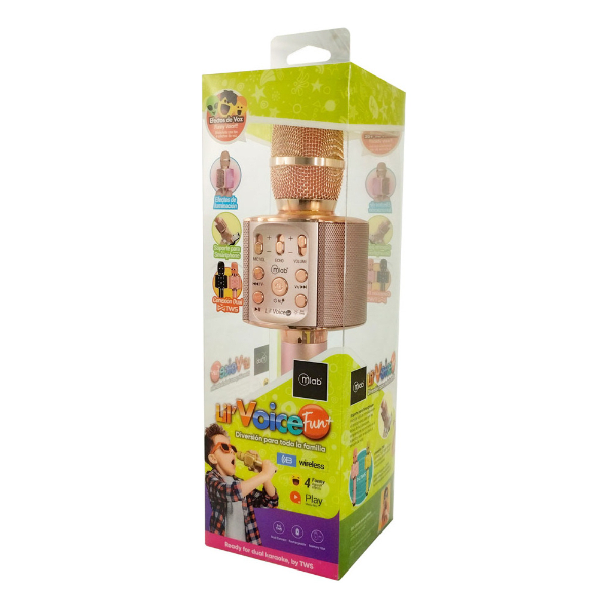 Micrófono Karaoke Mlab Lil' Voice Fun+ Bluetooth/TWS Dorado7