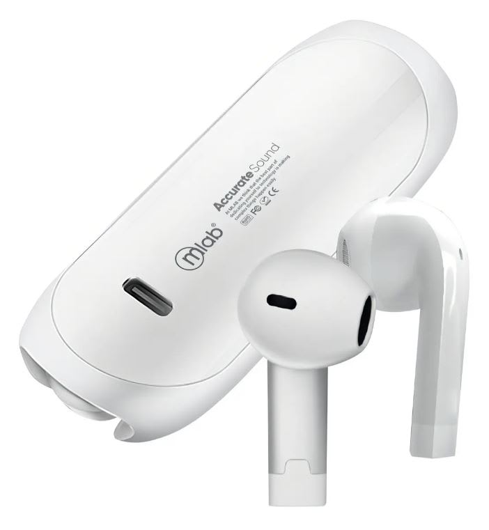 Audífono Bluetooth TWS Mlab Accurate Sound Blanco3