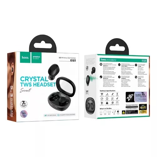 Audífono Bluetooth TWS hoco. EQ3 Negro2