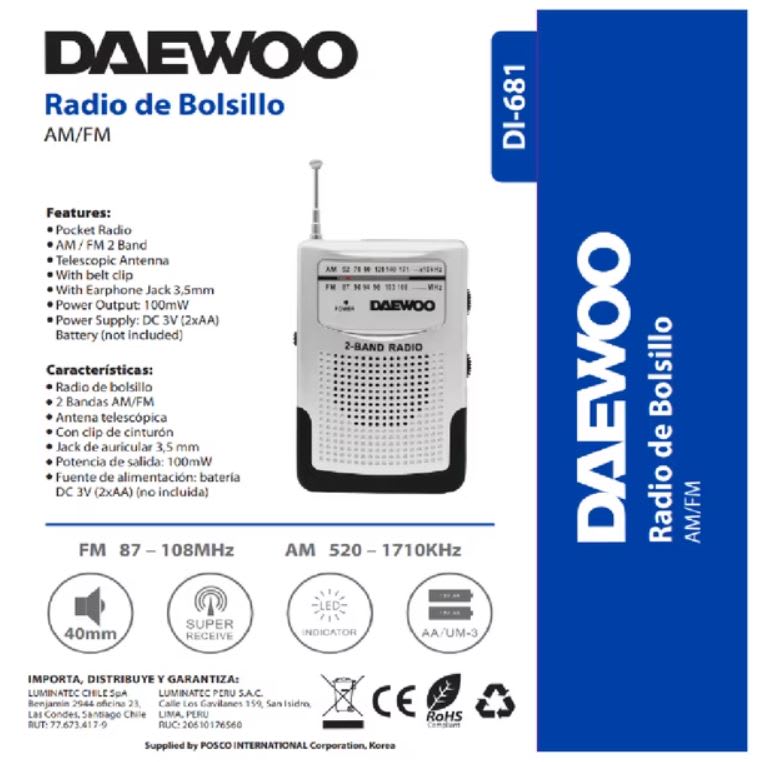 Radio de Bolsillo AM/FM DI-6815